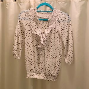 Old Navy flouncy semi sheer polka dot blouse